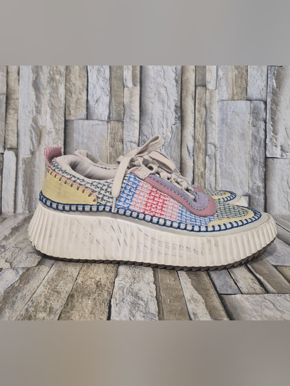 Dolce Vita Platform Sneakers Women's 7.5 Tweed Chunky Notice Stitch Boho